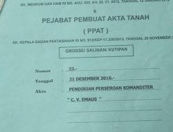 Pengumuman Pembubaran CV. Emaus
